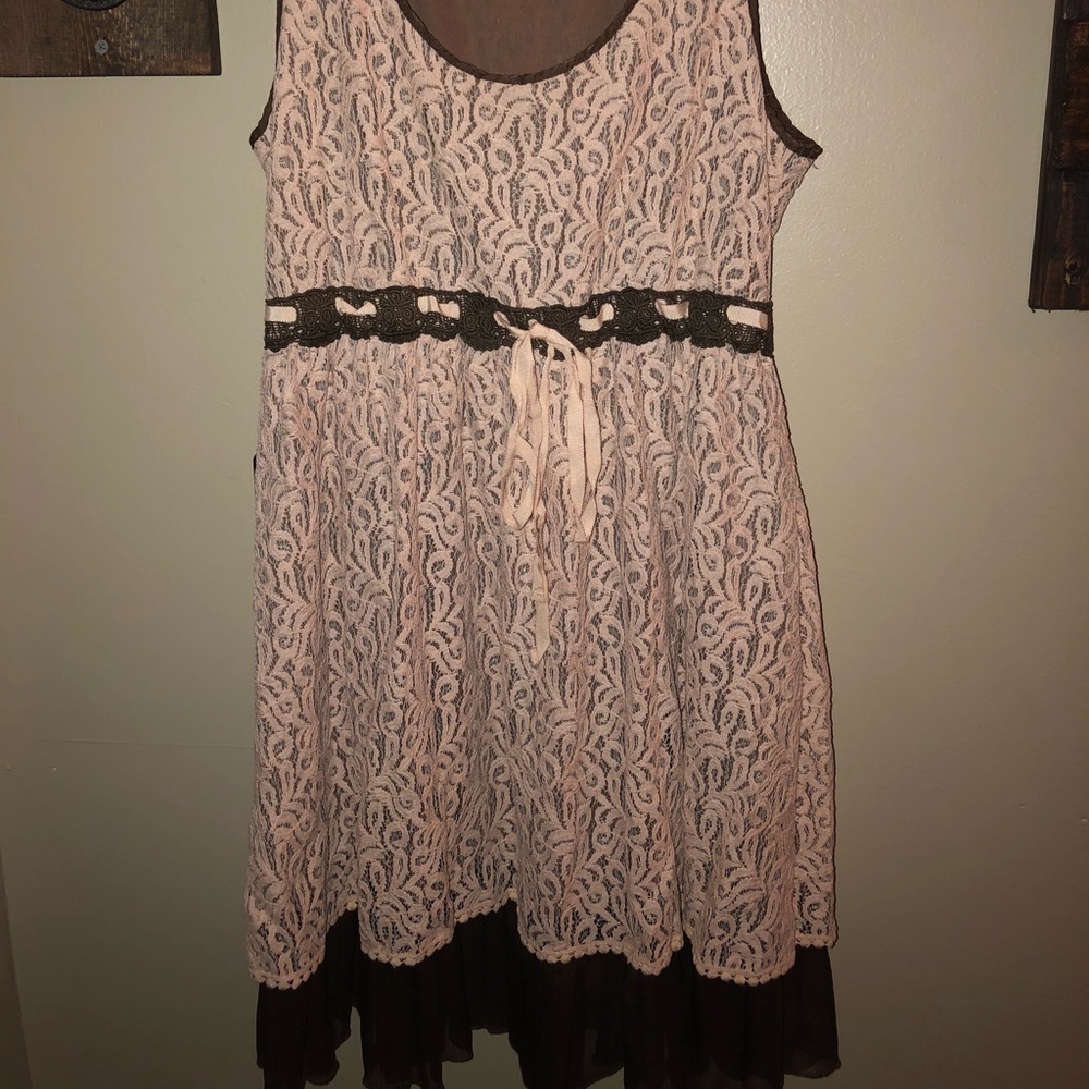 Lace Pink & Brown Dress